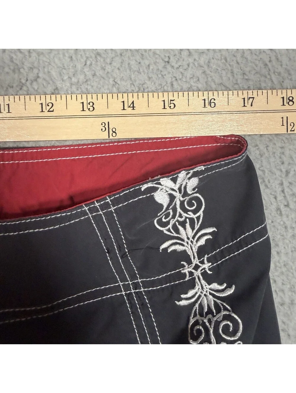 Speedo Board Shorts Mens 36 Navy Blue Drawstring Embroidered Beach Swimwear